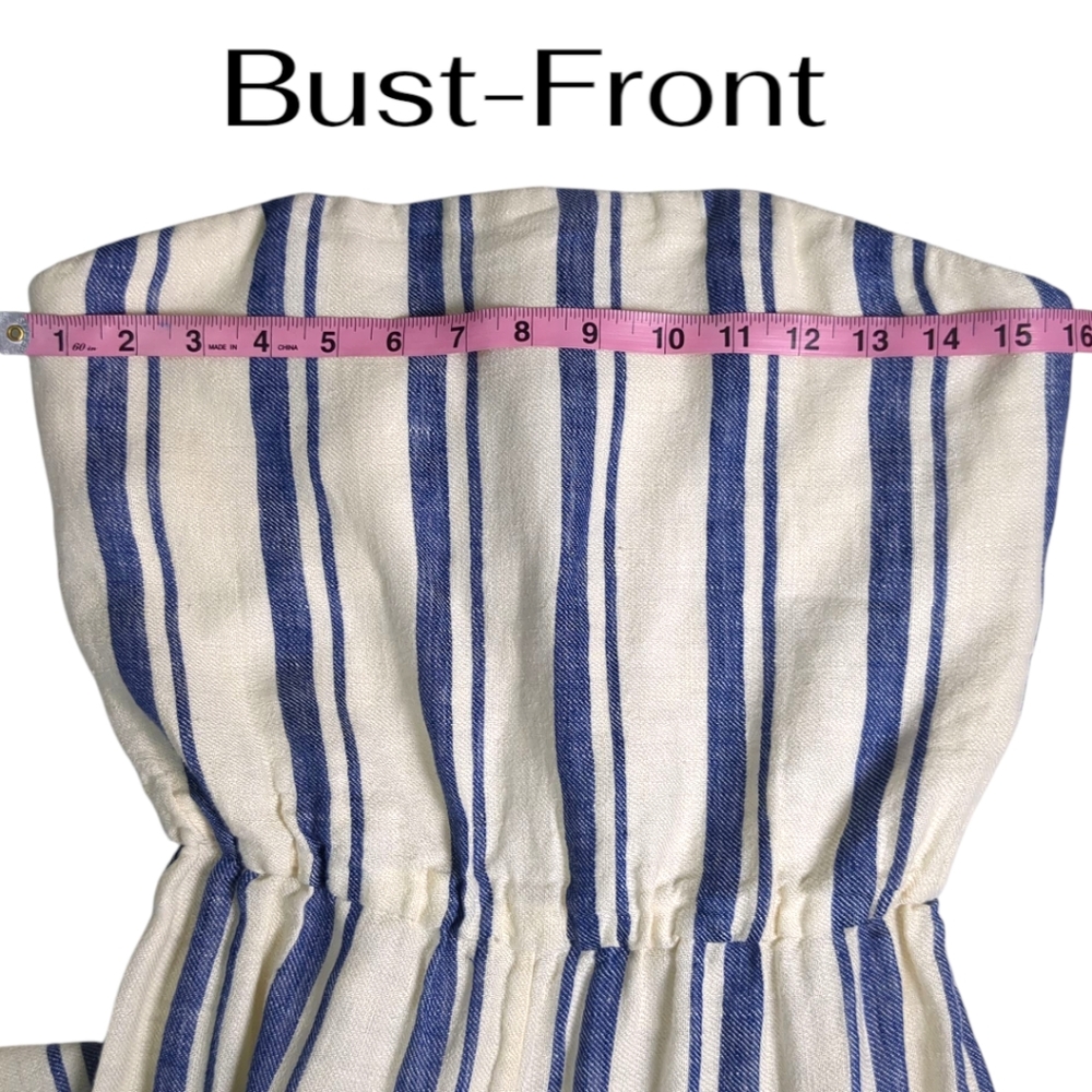 Alice + Olivia ‘Lucie’ Striped Linen Strapless Jumpsuit SZ 6 - Picture 8 of 10